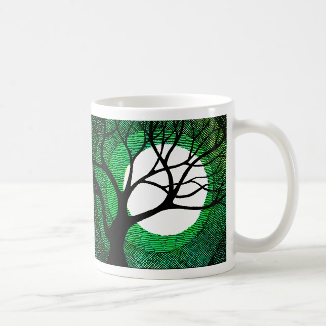 Baum und Mond - Grün Tasse (Rechts)