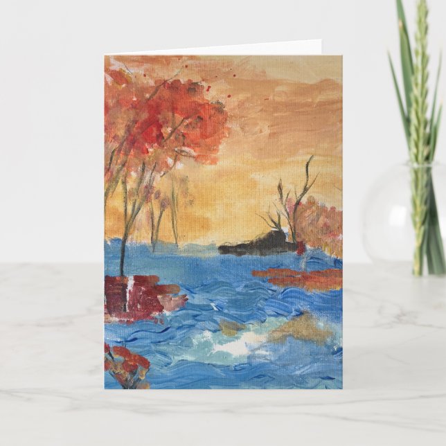 "Baum und See in Gelb" Einladung (Vorderseite)