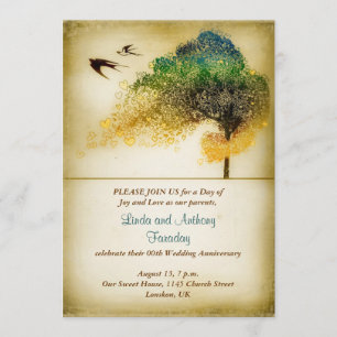 Baum Vintage Kunst Hochzeit Jubiläumseinladung Einladung