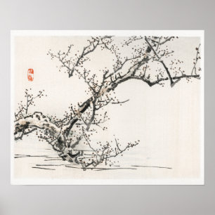 Baum vor der Kulisse des Wassers von Kōno Bairei Poster