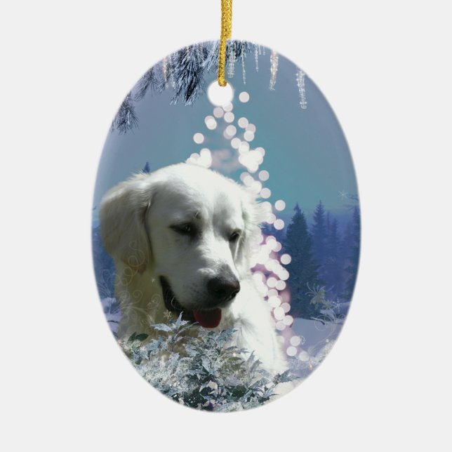 Baum-Weiß-Labrador Keramikornament (Vorne)