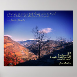 Baum, Wolke, Berge mit Zitaten Poster