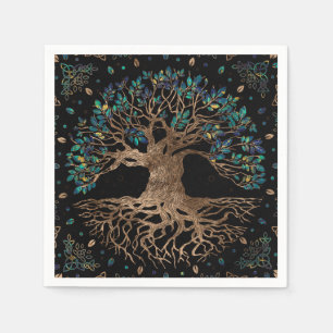 Baum - Yggdrasil Golden und Marmor Serviette