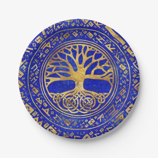 Baum - Yggdrasil - Lapis Lazuli Pappteller (Vorderseite)