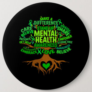 Baum Zeichnend Word Art Mental Health Awareness Wo Button