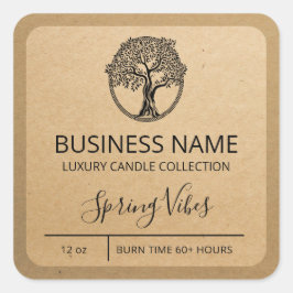 Baumart Nature Kraft Paper Soy Candle Labels Quadratischer Aufkleber