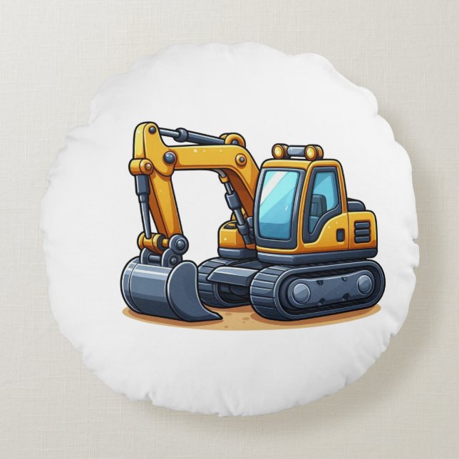 Baumaschine/Bagger  Rundes Kissen (Vorderseite)