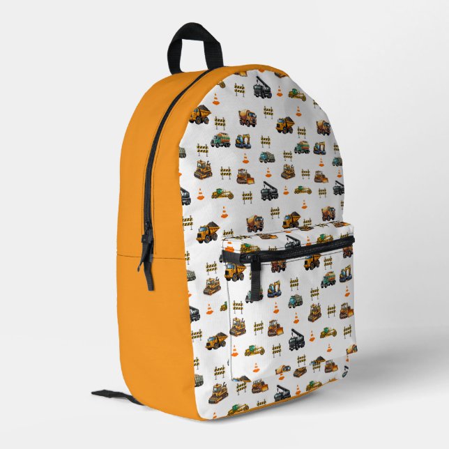 Baumaschinen Bedruckter Rucksack (Rückseitige Ecke links)
