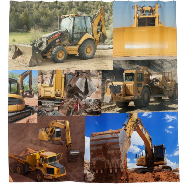 Baumaschinen Duschvorhang (Vorderseite)