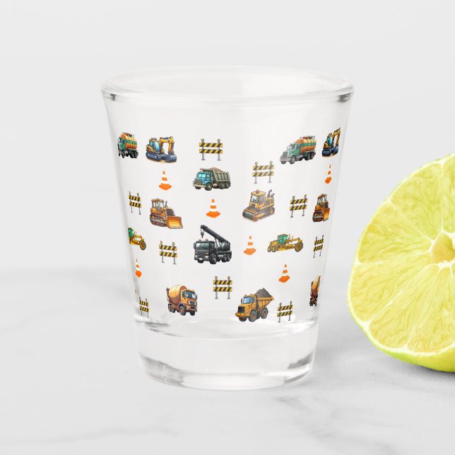 Baumaschinen Schnapsglas (Vorderseite)