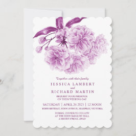 Baumblüte Aquarell lila Hochzeit Einladung