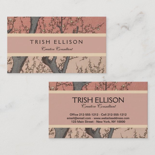 Baumblüten Pflaumengarten Japanisch Visitenkarte (Vorne/Hinten)