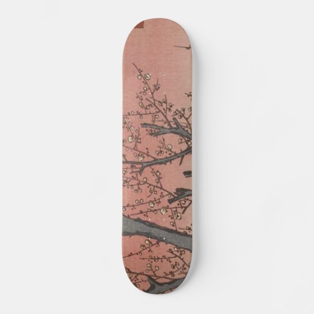 Baumblüten Pflaumengarten Japanischer Holzblock Skateboard (Vorderseite)