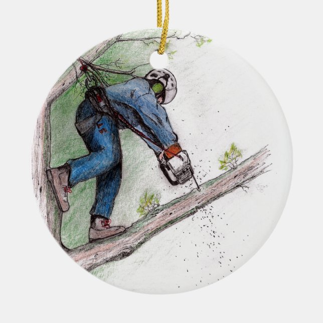 Baumchirurg Arborist Keramikornament (Vorne)
