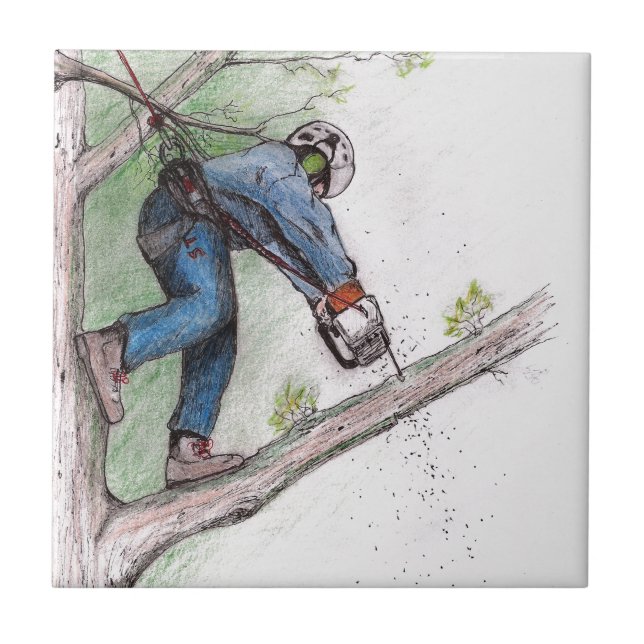 Baumchirurg Arborist Lumberjack Fliese (Vorderseite)