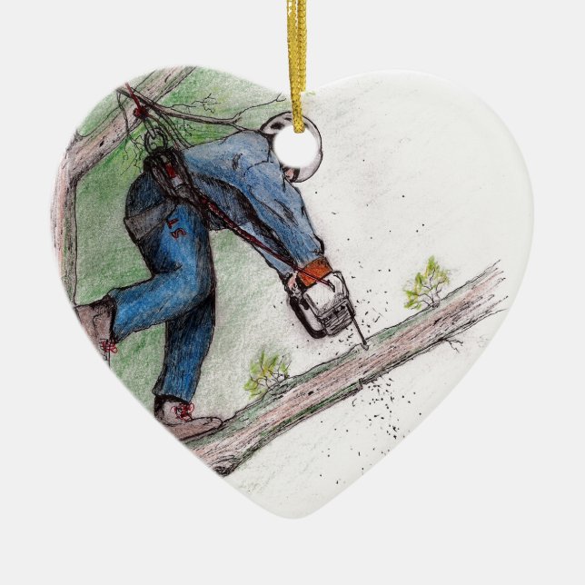 Baumchirurg Arborist Lumberjack Keramikornament (Vorne)