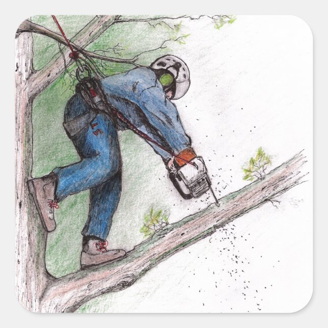 Baumchirurg Arborist Quadratischer Aufkleber (Vorderseite)