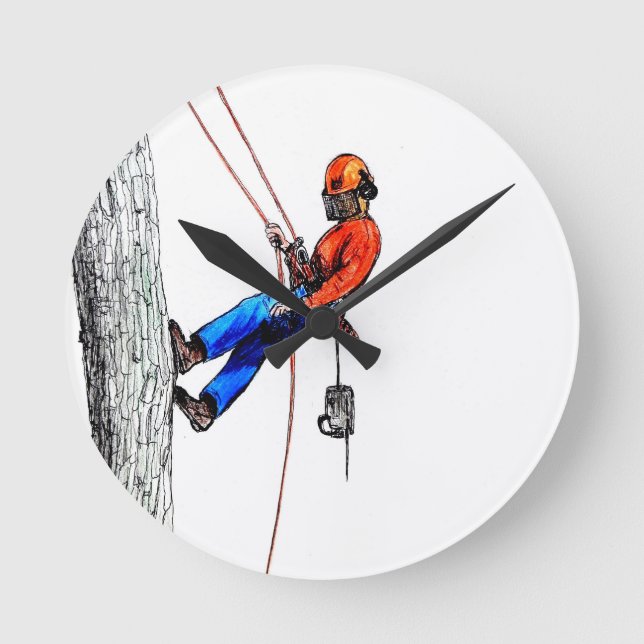 Baumchirurg Arborist Runde Wanduhr (Vorderseite)