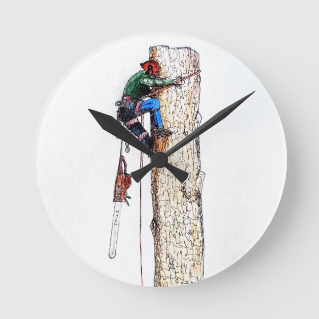 Baumchirurg Arborist Runde Wanduhr (Vorderseite)