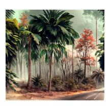 Bäume auf einer Seite der Landstraße