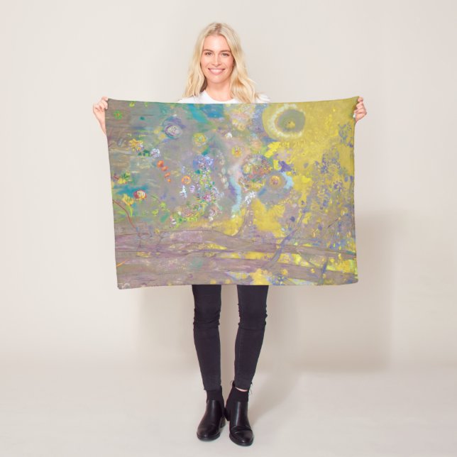 Bäume auf gelbem Hintergrund, Redon Fleecedecke (Beispiel)