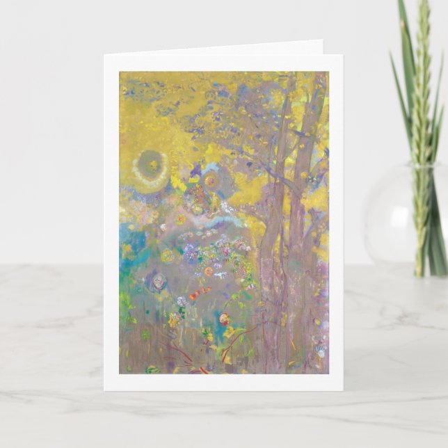 Bäume auf gelbem Hintergrund, Redon Karte (Vorderseite)