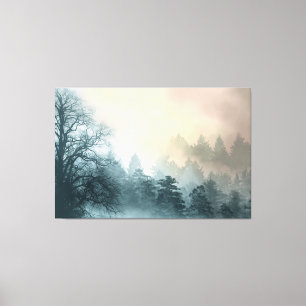 Bäume, bedeckt in der Mist Fantasy Landschaft Leinwanddruck