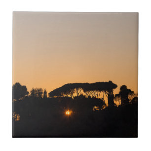 Bäume bei Sonnenuntergang im Hintergrund in Rom Fliese