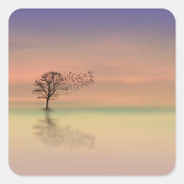 Bäume blasen im Wind Quadratischer Aufkleber (Vorderseite)