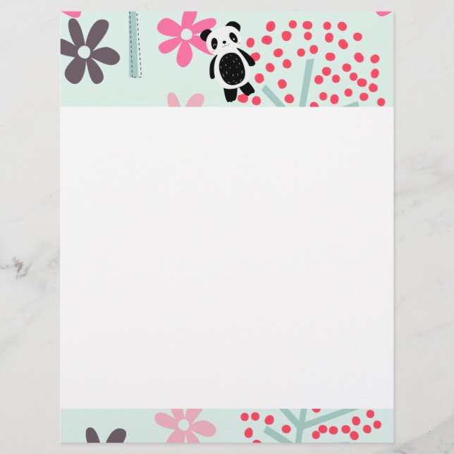 Bäume, Blume und Panda-Bären (Vorderseite)