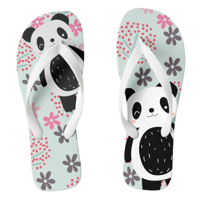 Bäume, Blume und Panda-Bären Flip Flops (Fußbett)