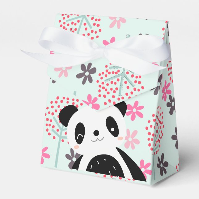 Bäume, Blume und Panda-Bären Geschenkschachtel (Vorderseite)
