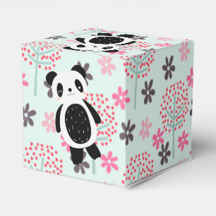 Bäume, Blume und Panda-Bären Geschenkschachtel
