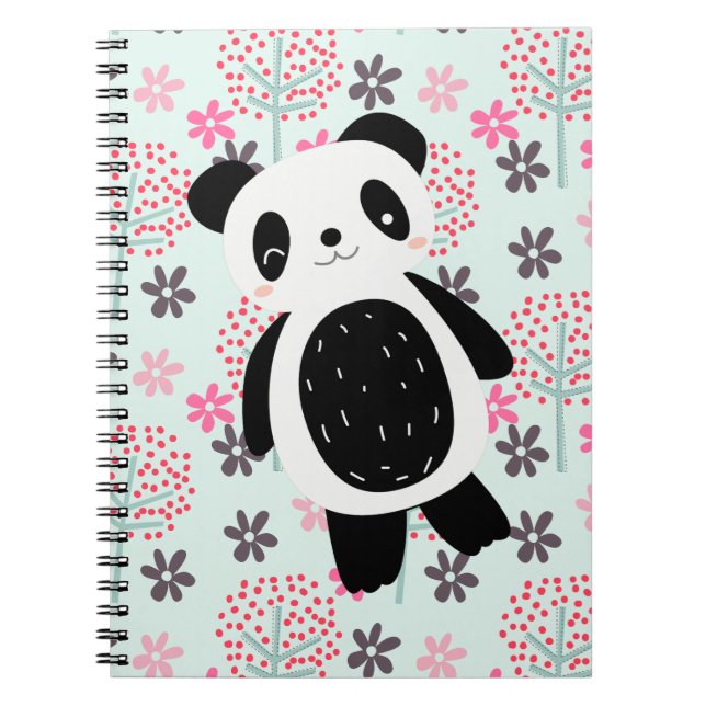 Bäume, Blume und Panda-Bären Notizblock (Vorderseite)