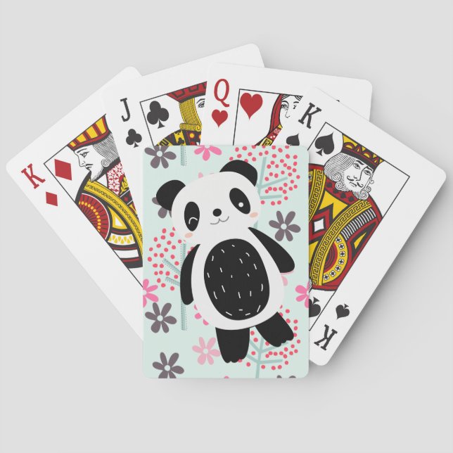Bäume, Blume und Panda-Bären Spielkarten (Rückseite)
