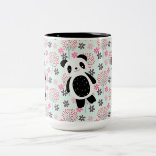 Bäume, Blume und Panda-Bären Zweifarbige Tasse