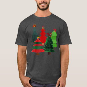 BÄUME DER CHRISTMAS, DEKORIERTE STARTEN, BOWS UND T-Shirt