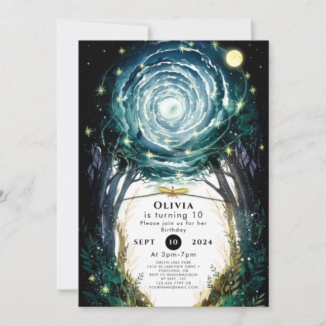 Bäume des Zauberwaldes zum Geburtstag Einladung (Vorderseite)
