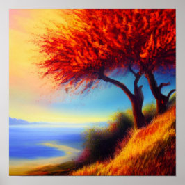 Bäume entlang eines Wegplakats fallen Poster