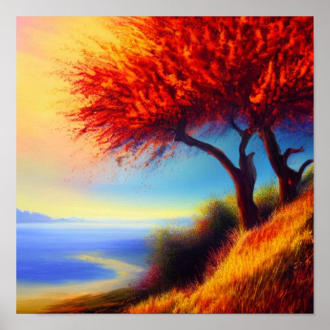 Bäume entlang eines Wegplakats fallen Poster (Vorne)