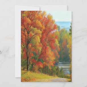 Bäume Fluss Farbige Herbste Wend Zeitlose Kunst  Feiertagskarte
