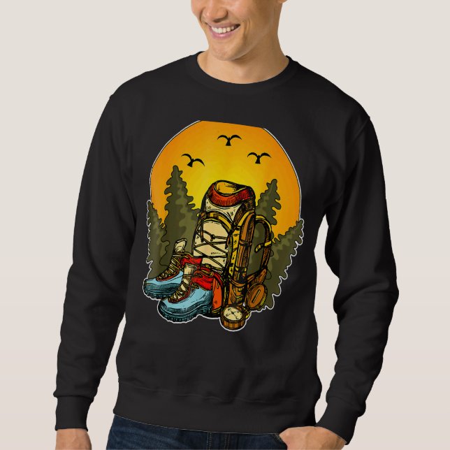 Bäume im Freien Rucksack Bergwanderstiefel Sweatshirt (Vorderseite)