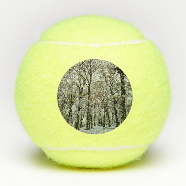 Bäume, im Schnee Tennisbälle (Vorderseite)