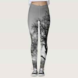 Bäume im Schwarzweiss-Leggings-Bein-Wärmer Leggings