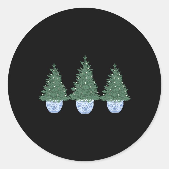 Bäume in Chinoiserie Bowl Runder Aufkleber (Vorderseite)