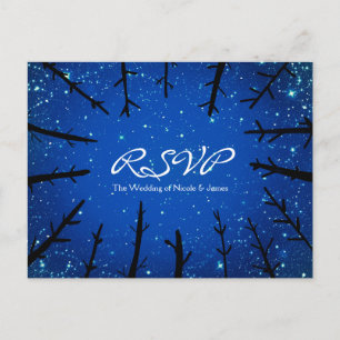 Bäume in der Nacht Sky Rustic Wedding RSVP Karte