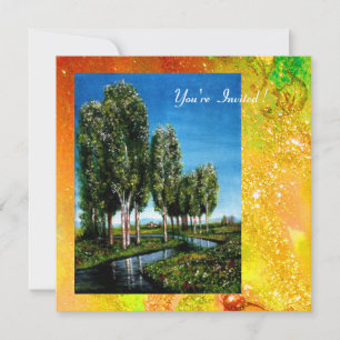 BÄUME IN DER Toskana, Glitzern IN Gelbgold Einladung