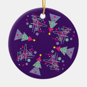 Bäume Lila rosa Aquamarine Punkte Dreiecke Quadrat Keramik Ornament
