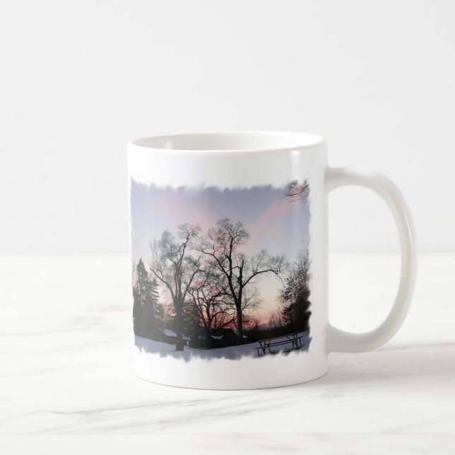 Bäume mit einem Sonnenuntergang Kaffeetasse (Rechts)