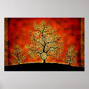 Bäume mit Labyrinthen Poster